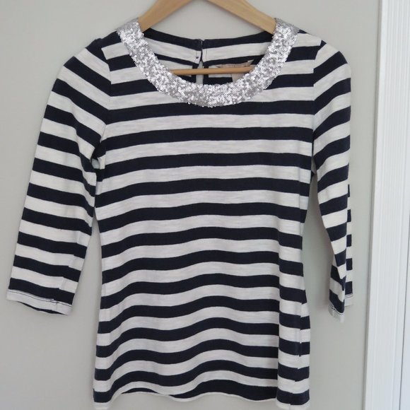 BANANA REPUBLIC - Sequin neck stripe top - Picture 6 of 8